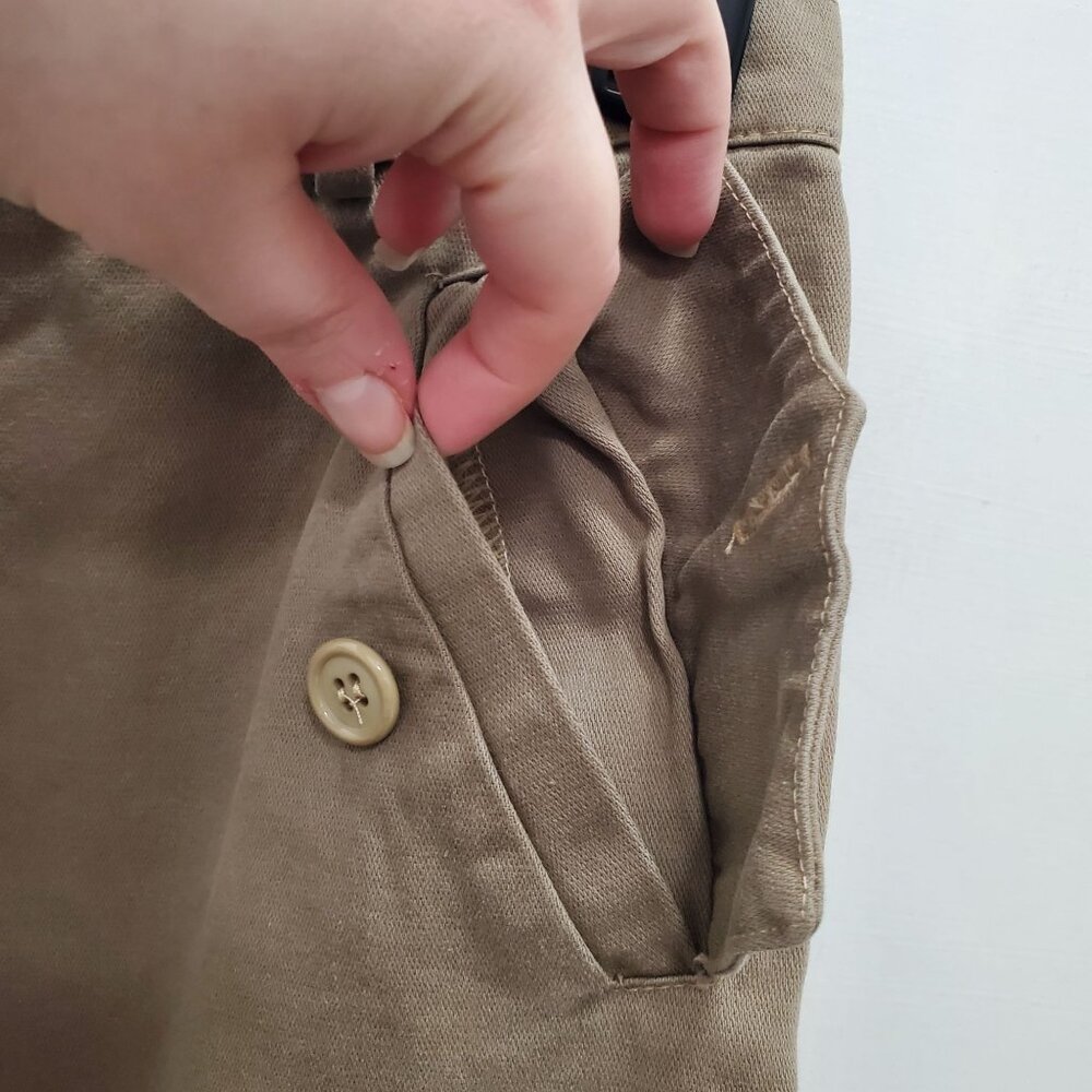 Gabiz Paris Vintage Beige Khaki Dystopian Industrial Button Fly Zip Ankle Pant 1 - Picture 3 of 11